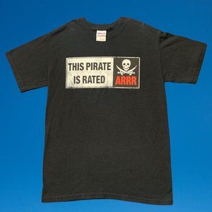 This Pirate Is Rated ARRR Black Y2k Graphic Shirt Size S